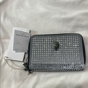 New Kurt Geiger Silver Rhinestone Studded Wallet